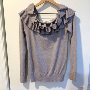 Collective Concepts Grey Ruffle Sweater Sz Sm
